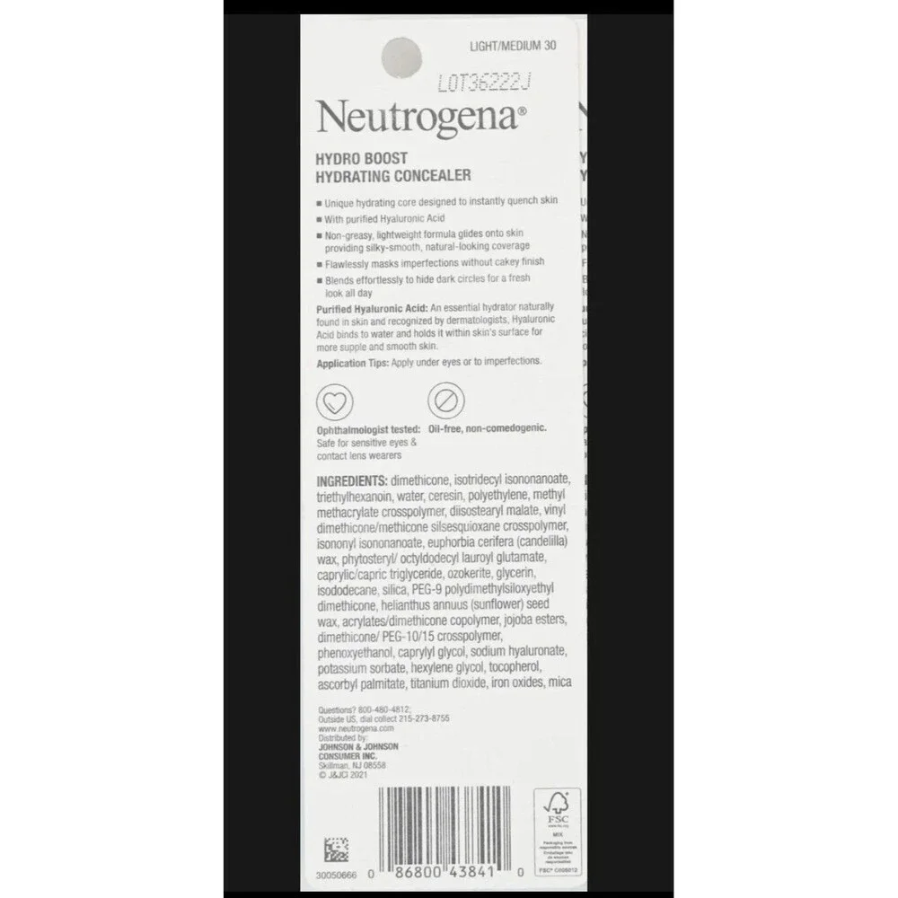 Neutrogena Hydro Boost Hydrating Concealer Stick- Light/Medium 30 New Sealed